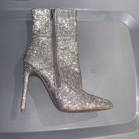 Steve Madden Winona Rhinestone Stiletto High Heel Bootie Mid-Calf - Picture 8 of 12